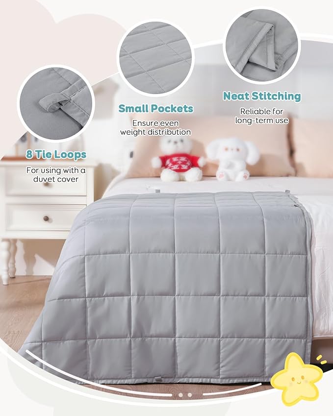 Topblan 3 lb Weighted Blanket, 36" x 48" Heavy Blanket, Soft and Breathable, Glass Bead Filling for Calming Machine Washable, Grey