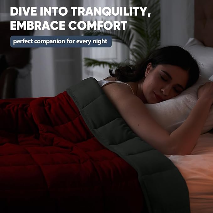 King Size Weighted Blanket for Adults (20 lbs, 80” x 87”, Red Grey) Cooling Heavy Blanket for Sleeping Perfect for 190-210 lbs, Breathable Blanket for Adults & Couple All Season, Machine Washable