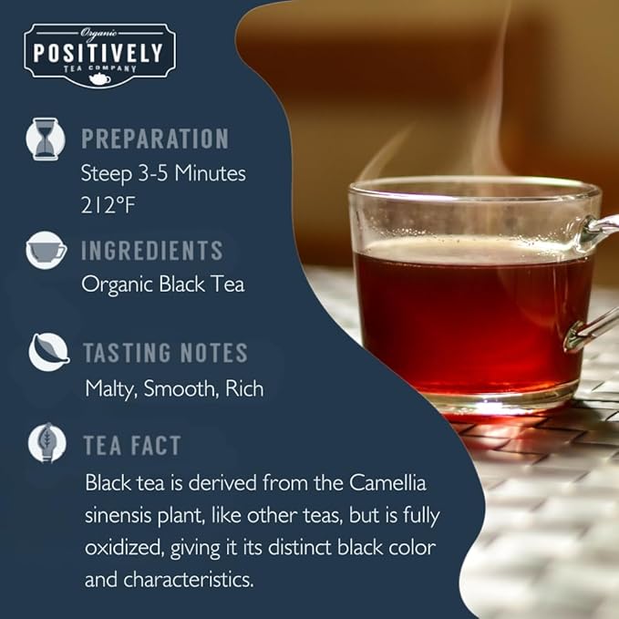 Organic Positively Tea Company, Organic Black Tea Bags, 20 Count