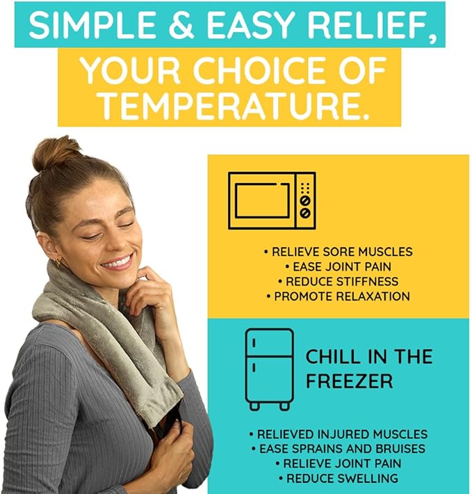 Microwavable Heating Pads For Neck Pain Relief, Back Pain, Shoulder Pain Relief - Microwave Heating Pad For Cramps And Muscle Relief, Hands-Free Heat Pack For Tense Muscle - 3 Packs - Lavender Scented