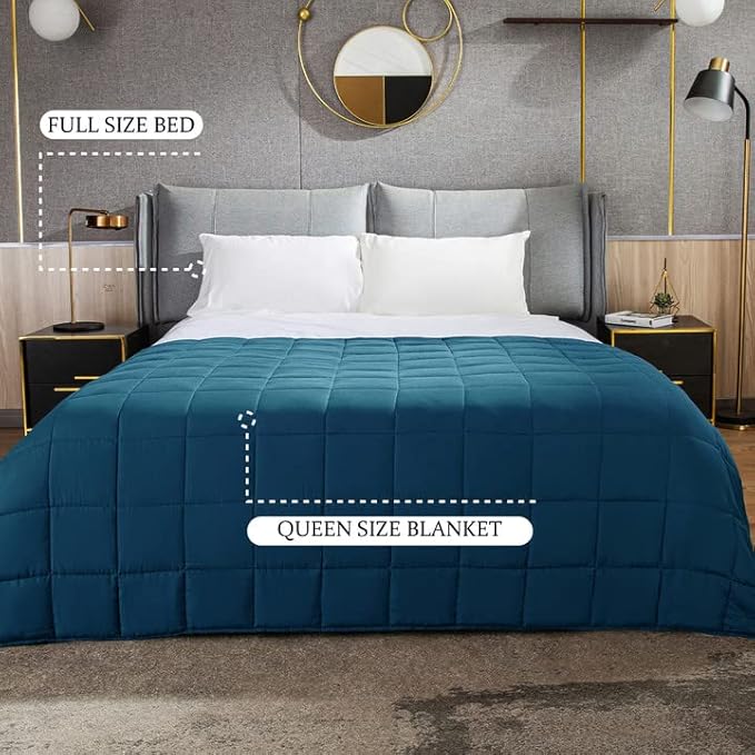 CYMULA Weighted Blanket for Adults (12lbs 48"x72" Twin Size) - Cooling Breathable Heavy Blankets for Summer Winter - Ultra Microfiber Soft Comfort Throw with Glass Beads - Gifts for Men/Women
