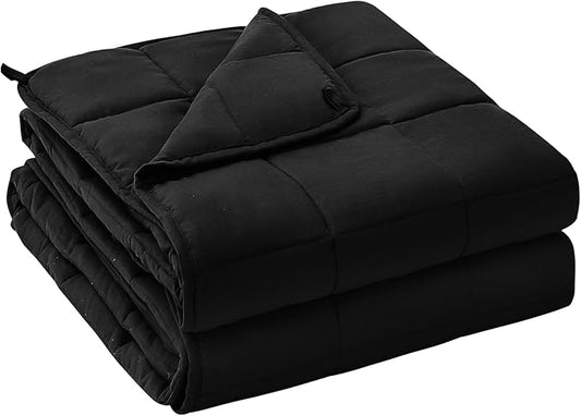 yescool Weighted Blanket for Adults (18 lbs, 60" x 80", Black) Cooling Heavy Blanket for Sleeping Perfect for 170-190 lbs, Queen Size Breathable Blanket with Premium Glass Bead, Machine Washable