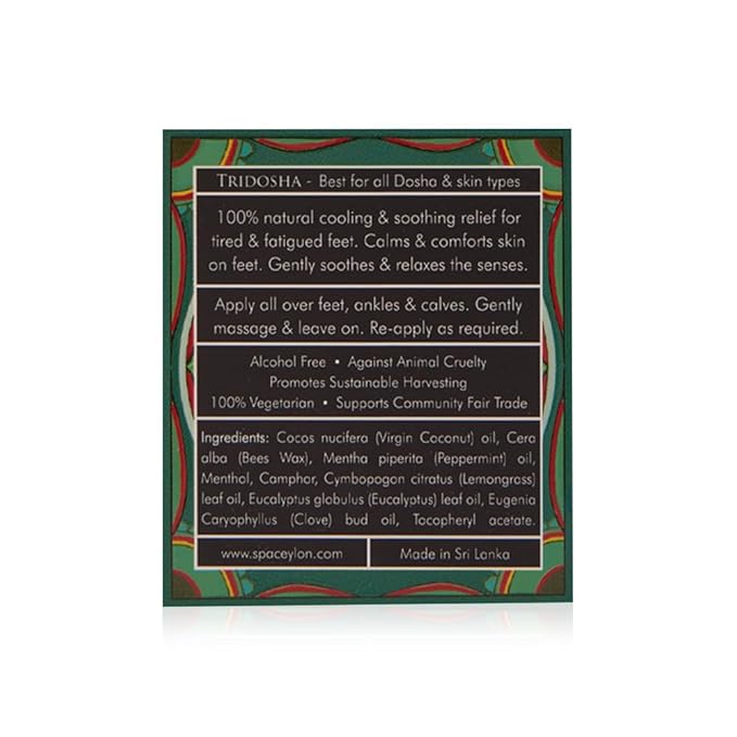 SPA CEYLON RELAX Foot Relief Balm | Instant Cooling & Soothing | relief for tired & fatigued feet | Hydrating | 100% Natural | Suitable for all skin types