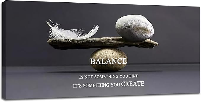 Zen Stone Wall Art Meditation Spiritual Large Wall Decor Inspirational Balance Feather Pictures Canvas Prints Framed Home Decorations Painting Artwork for Living Room Bedroom Office Bathroom 60"x30"