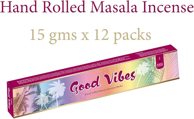 SOUL STICKS Hand-Rolled Incense Sticks Divine Spirit Blends 180 Gram Box | 100% Natural Masala Incense Organic Home Fragrance Agarbatti (Good Vibes)