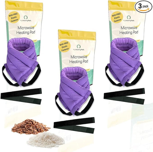 Microwavable Heating Pads for Lower Back, Neck, and Shoulder Pain Relief - Moist Microwave Heating Pad for Muscles and Joints - Microwave Hot Pack Heat Pad for Cramps -3 Heat Pack Purple