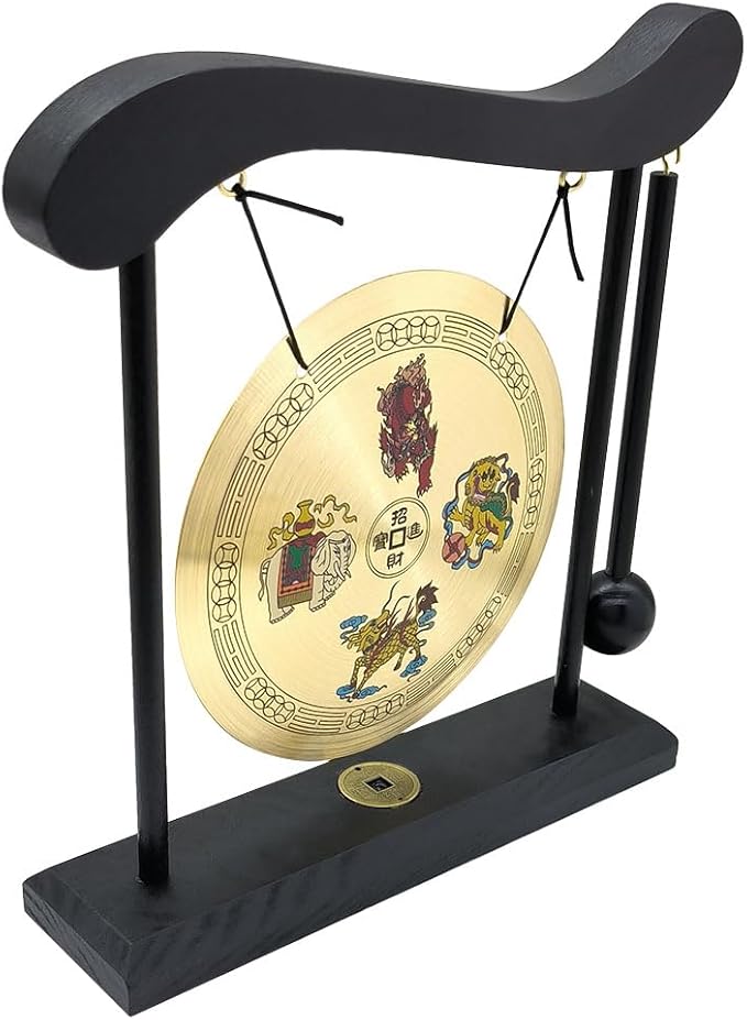 Hooshing Brass Gong Feng Shui Desktop Zen Art Home Decor Housewarming Congratulatory Lucky Blessing Gift