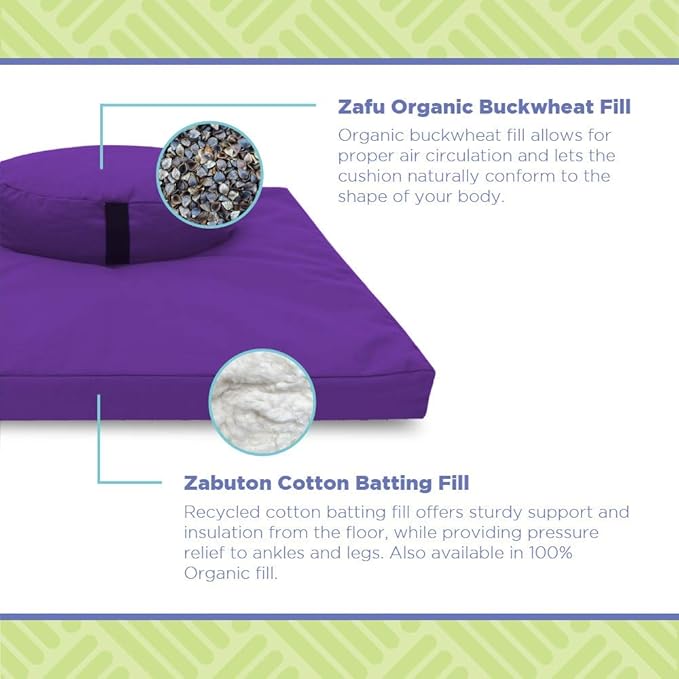 Meditation Cushion Mat Set HEMP - Oval Zafu Floor Pillow Organic Buckwheat Pillow + Cotton Filled HEMP Zabuton Prayer Pad - Meditation Pillow Yoga Knee Pad - Made in USA - 18" Oval, SHADOW GRAY Hemp