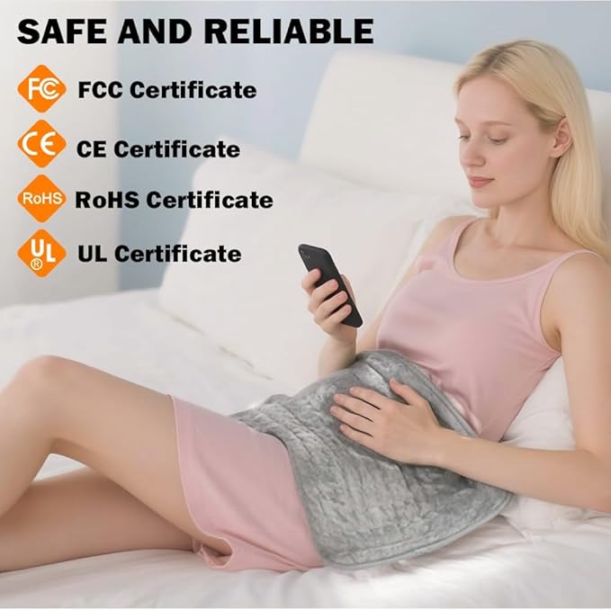 Heating Pad for Neck and Shoulders and Back - 12x24 Inch Electric Heating Pad Period Cramps & Back Pain Relief, 10 Heat Setting, Soft Machine Wash Fabric, Auto-Off & Moist Heat - Gifts for Women & Men