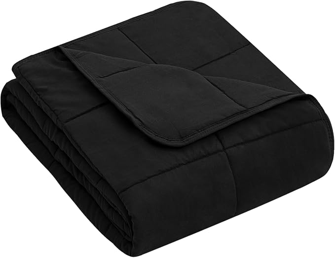 yescool Weighted Blanket (10 lbs, 41" x 60", Black) Cooling Heavy Blanket for Sleeping Perfect for 90-110 lbs, Breathable Blanket with Premium Glass Bead, Machine Washable