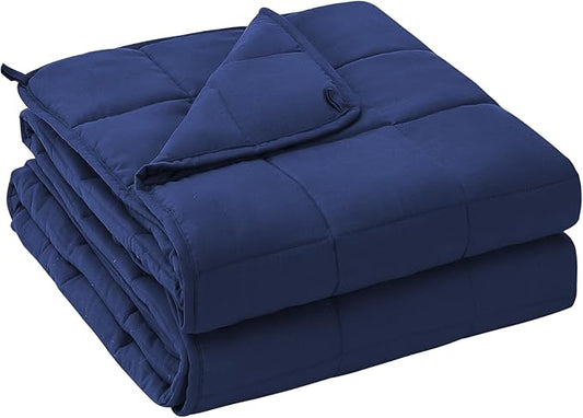 yescool Weighted Blanket for Adults (10 lbs, 48" x 72", Blue) Cooling Heavy Blanket for Sleeping Perfect for 90-110 lbs, Twin Size Breathable Blanket with Premium Glass Bead, Machine Washable
