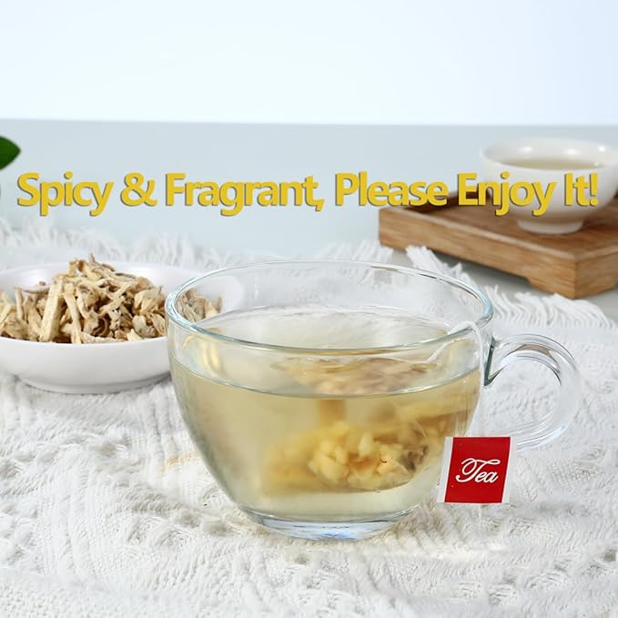 100 Premium Ginger Tea Bags/7.06 Oz, Made with 100% High-Spiciness Ginger Root, Full of Flavor & Spicy, Support Digestion & Boost Immunity, No Additives & Caffeine Free.
