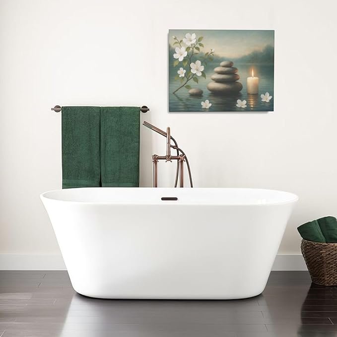 Zen Wall Art Zen Bathroom Wall Decor Spa Room Meditation Peaceful Pictures Decoration Spiritual Stone Canvas Painting Artwork Framed for Bathroom Living Room Bedroom Office 16"x20"