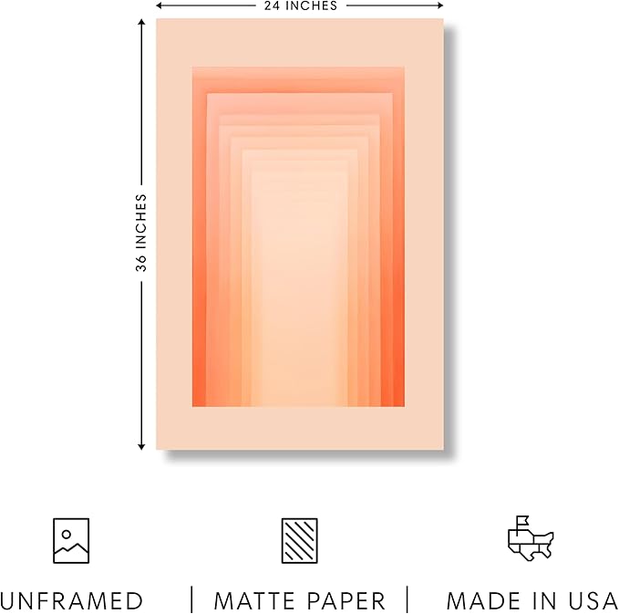HAUS AND HUES Colorful Abstract Wall Art - Minimalist Retro Picture for Living Room Decor, Red and Pink Modern Wall Art Painting (Pink Geometric, Unframed, 24x36)