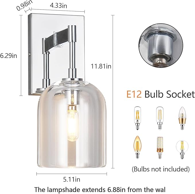 Modern Crystal Wall Sconces Set of Two Indoor Chrome Wall Lamp Vanity Wall Lighting for Bathroom Bedroom Living Room Stair（2Pack）