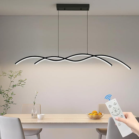 Modern Ceiling Chandelier Light, Acrylic Anti-Flicker Pendant Lamp with Remote Control Dimmable 3 Color Mode (Warm & Cool & Neutral Light) & Brightness Ceiling Lamp for Kitchen