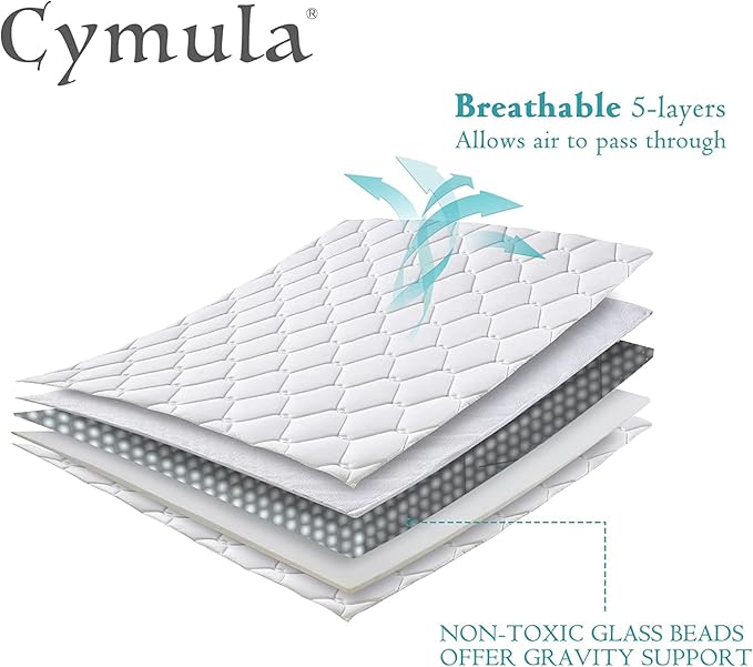 CYMULA Weighted Blanket for Adults (15lbs 60"x80" Queen Size) - Cooling Breathable Heavy Blankets for Summer Winter - Ultra Microfiber Soft Comfort Throw with Glass Beads - Gifts for Men/Women