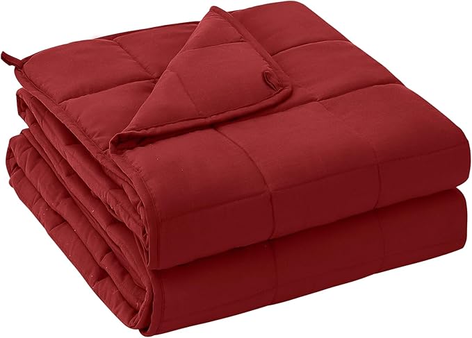 yescool Weighted Blanket for Adults (10 lbs, 48" x 72", Red) Cooling Heavy Blanket for Sleeping Perfect for 90-110 lbs, Twin Size Breathable Blanket with Premium Glass Bead, Machine Washable