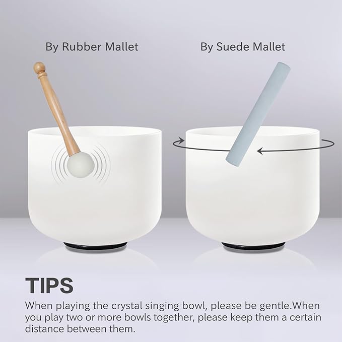 432HZ 7-12 Inch Set Of 7 Pcs Frosted Quartz Crystal Singing Bowls With 2 Pcs Carrying Case bag Sound Healing