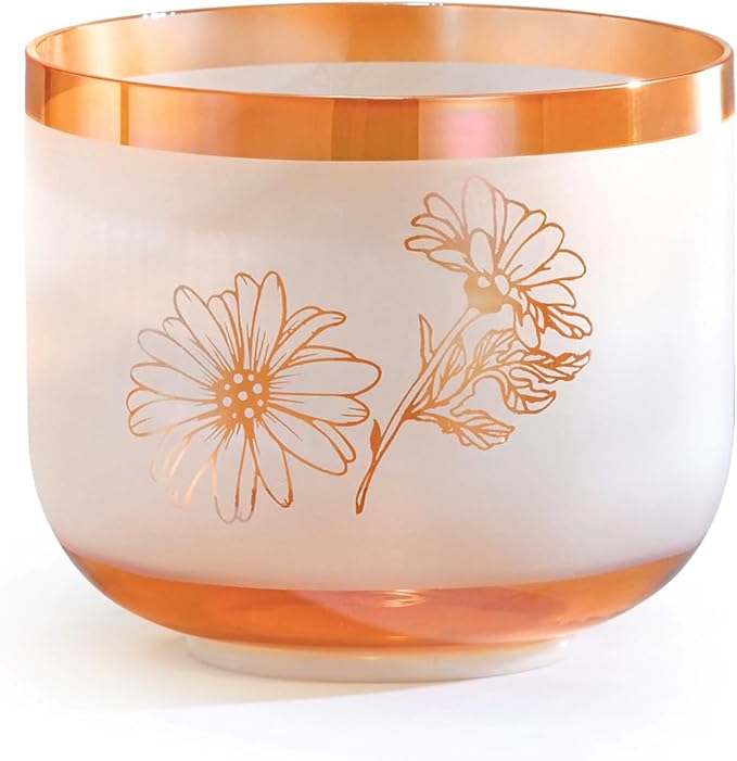 6 inch F note Cosmic Light Clear Orange Butterfly Quartz Crystal Singing Bowl with Mallet & O-ring