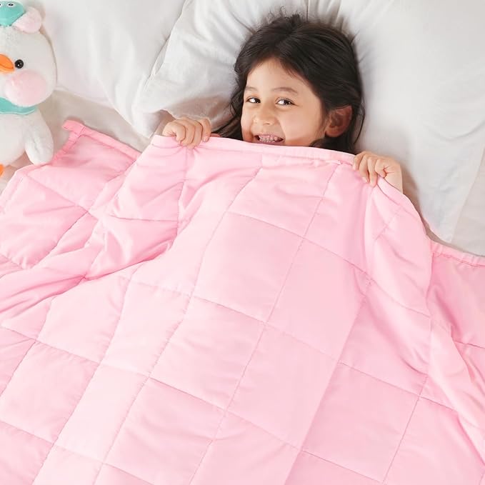 Topblan 3 lb Weighted Blanket, 36" x 48" Small Heavy Lap Blanket, Soft and Breathable, Glass Bead Filling for Calming, Machine Washable, Pink