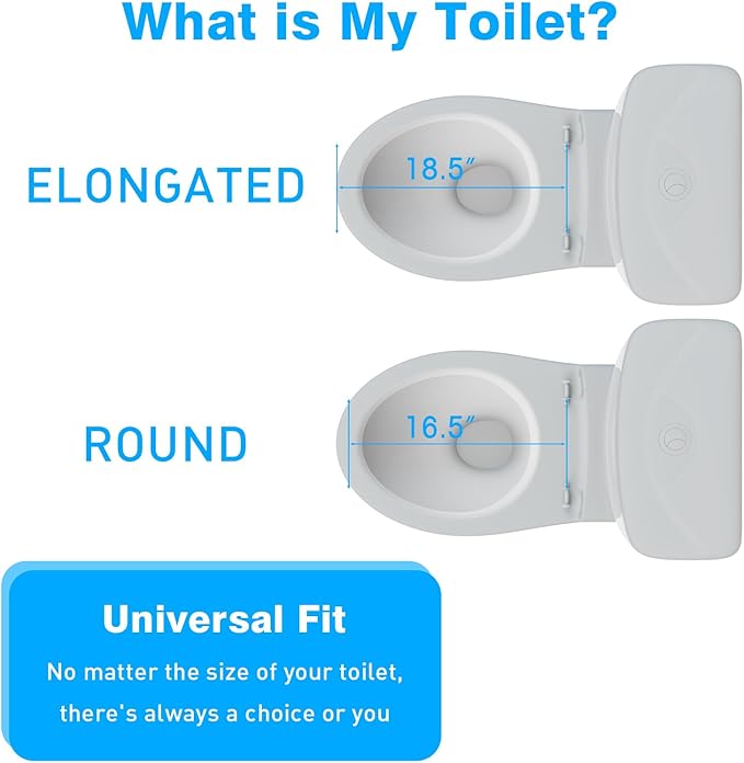 Non-Electric Elongated Bidet Toilet Seat with Dual Nozzle - Front & Rear Wash, Quiet-Close Lid, Adjustable Pressure, Easy Installation, Hygienic Fresh Water Bidet (Elongated)