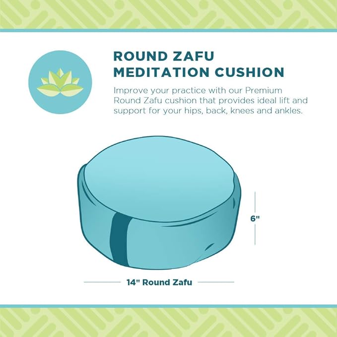 Bean Products Zafu Meditation Pillows for Sitting on Floor, Yoga Cushion, Cotton/Buckwheat Fill Yoga Pillow, Zafu Meditation Cushion, Zen Kneeling Prayer Pad- Made in USA - 14" Round - Saffron