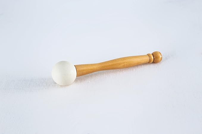 Leize Crystal Singing Bowl 432hz G Note Throat Chakra White 8" with Suede Striker