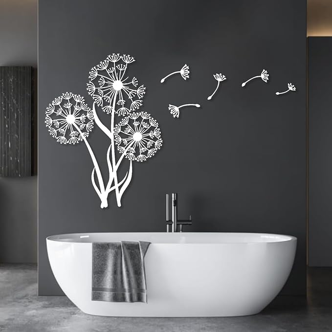 Siler Metal Dandelion Wall Art - Minimalist Modern Abstract Sculpture (24'x18'|60x45cm) for Living Room, Bedroom, Bathroom, Kitchen Decoration