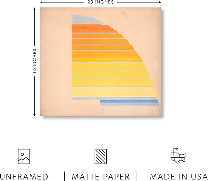 HAUS AND HUES Colorful Abstract Wall Art - Minimalist Retro Picture for Living Room Decor, Red and Pink Modern Wall Art Painting (Winold Reiss, Unframed, 16x20)