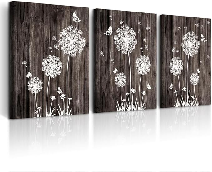 DZRWUBHS Large Canvas Wall Art For Living Room Modern Wall Decor For Bedroom Office Wall Decorations Abstract Wood grain dandelion Wall Paintings Hang Pictures Artwork Room Art Prints Home Decor