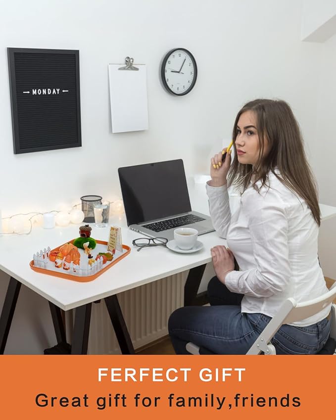 Thanksgiving Zen Garden Kit with Inspirational Sign Autumn Decor Decorative Trays Mini Fall Zen Garden Home Office Desk Decor Stress Relief Gift Includes All Accessories