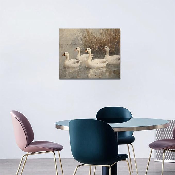 Farmhouse Duck Wall Art Country Kitchen Wall Decor Rustic Wild Duck Pictures Canvas Painting Framed Artwork Home Decorations for Bathroom Living Room Bedroom Office 20"x16"