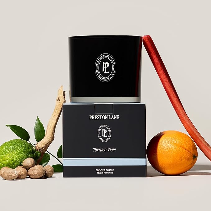 The Deluxe 3-Wick Candle, Scented Candle with Vegan, Soy Wax Blend, Terrace View, 24 Oz