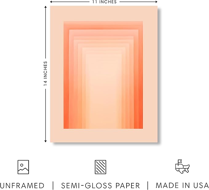 HAUS AND HUES Colorful Abstract Wall Art - Minimalist Retro Picture for Living Room Decor, Red and Pink Modern Wall Art Painting (Pink Geometric, Unframed, 11x14)