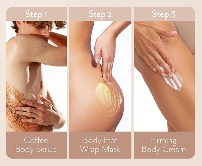 THE ACT Body Spa Gift Set – Firming Body Cream - Body Wrap Mask - Coffee Scrub – Gift Box for Women Daughter Mom Wife – Luxury Skincare - Self Care Basket Birthday Mother’s Day - Relaxation & Wellness