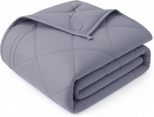 OMYSTYLE Weighted Blanket for Adults (12lbs, 48''x72'') - Twin Size Heavy Throw Blanket, Breathable and Cooling Microfiber Material with Premium Glass Bead for All Season Use, Machine Washable, Grey