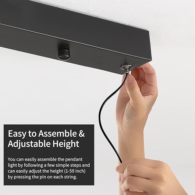 47" LED Linear Pendant Light Fixtures, 25W Dimmable Pool Table Light with Remote, Modern Island Lights for Kitchen Dining Room Living Room Office Bar, 3000k-6000k, Black