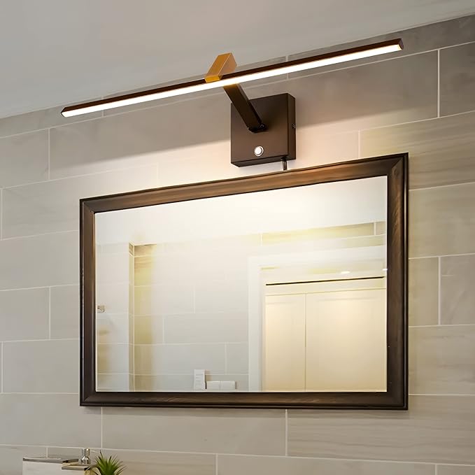 MantoLite LED Dimmable Bathroom Mirror Vanity Light Fixture 24inch 14W Cabinet Picture Wall Lights, Indoor Lightings Wall Sconce with Ajustable Arm Bedside Reading Lamp, Pulg in Display Lamps Black