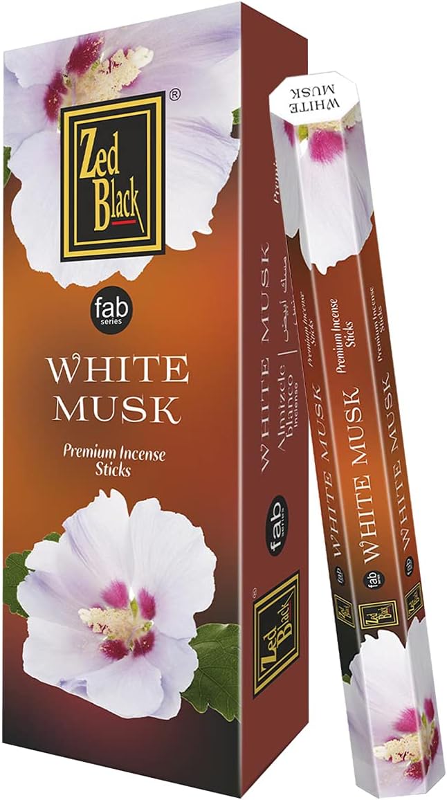 ZED Black White Musk Incense - 120 Sticks (20 per Box, 6 Boxes) for Relaxation, Yoga