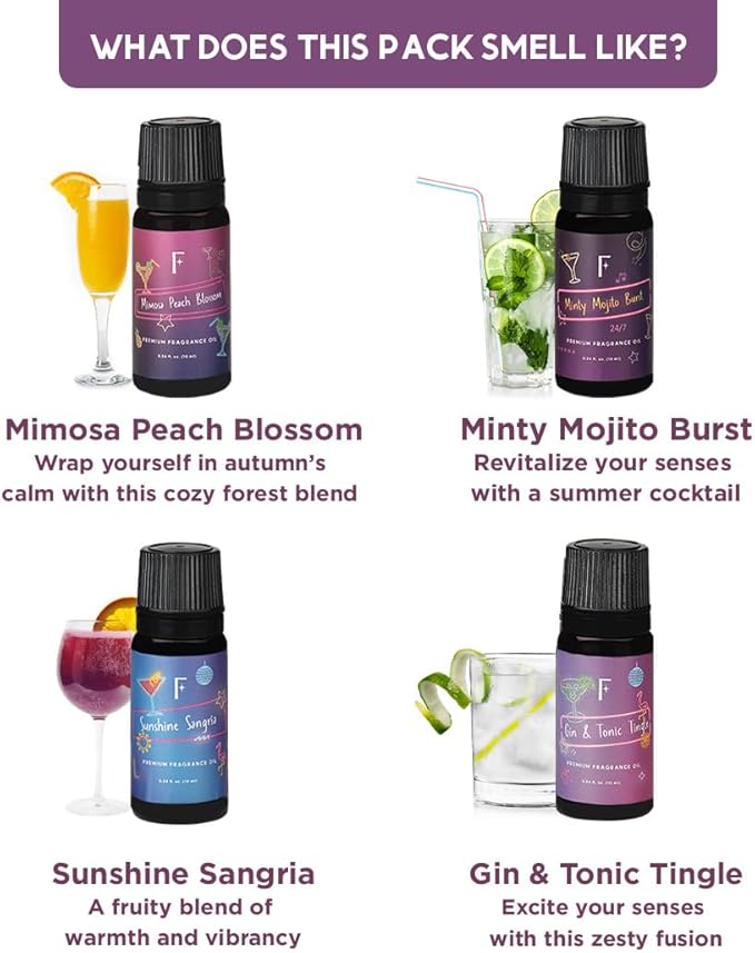Folkulture Essential Oil for Diffuser for Home | Set of 4 Essential Oils | Aromatherapy Oils, Essential Oils for Candle Making | Essential Oil for Soap Making | Diffuser Oil for Relaxation