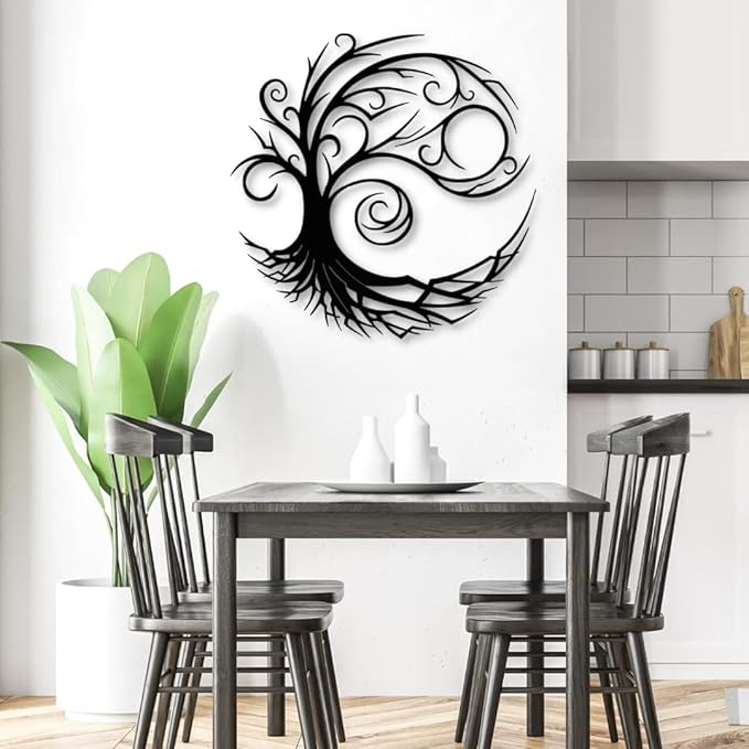 Yemwot Metal Tree of Life Wall Decor, Circle of Life Metal Tree Wall Art, Branch Art, Spiritual Decor, Modern Sculpture Decoration, Living Room Bedroom Decoration (Gold, 18" x 18" | 47x47cm)
