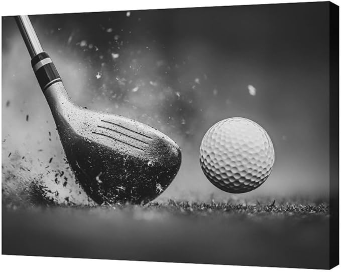 Olivine Golf Wall Art, Pictures Wall Decor, Black and White Sport Paintings, Golfing Sports Canvas Prints, Framed Artwork for Living Room Bedroom Bathroom Office Home Decoration 20"x16"