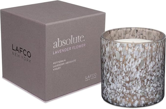 LAFCO New York Signature Candle, Lavender Flower - 15.5 oz - 90-Hour Burn Time - Reusable, Hand Blown Glass Vessel - Made in The USA