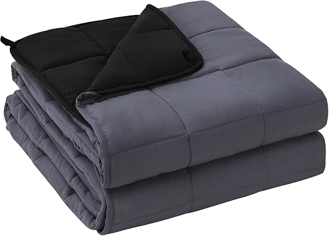 Weighted Blanket for Adults (20 lbs, 88” x 104”, Grey& Black) Cooling Heavy Blanket for Sleeping Perfect for 190-210 lbs, Queen Size Breathable Blanket with Premium Glass Bead, Machine Washable