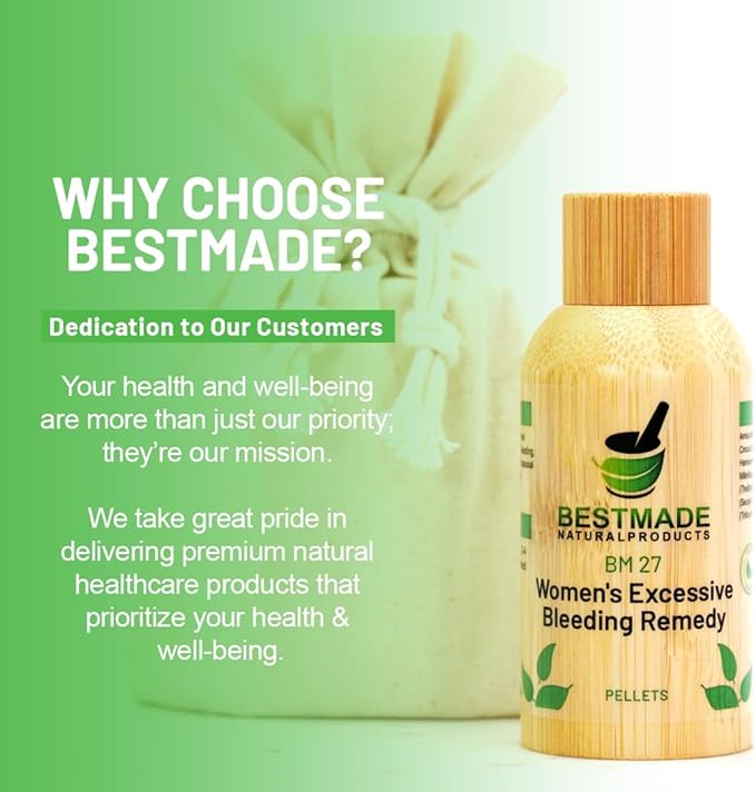 Bestmade Women's Excessive Bleeding Remedy BM27 - Promotes Balance & Comfort During Menstruation, Menopause & Natural Support, 350 Pellets