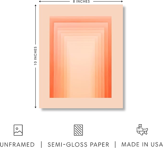 HAUS AND HUES Colorful Abstract Wall Art - Minimalist Retro Picture for Living Room Decor, Red and Pink Modern Wall Art Painting (Pink Geometric, Unframed, 8x10)