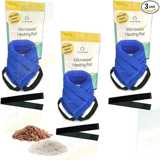 Microwavable Heating Pads for Lower Back, Neck, and Shoulder Pain Relief - Moist Microwave Heating Pad for Muscles and Joints - Microwave Hot Pack Heat Pad for Cramps -3 Heat Pack Blue