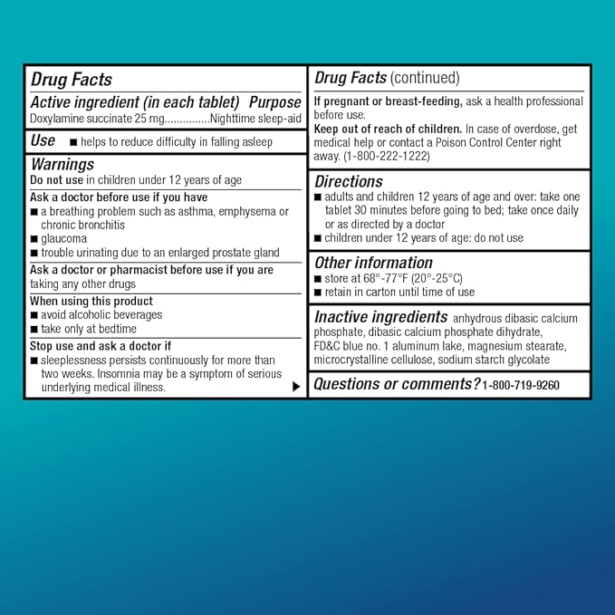 Amazon Basic Care Nighttime Sleep Aid Tablets for Adults, Doxylamine Succinate 25 mg, 96 Count (Pack of 2)