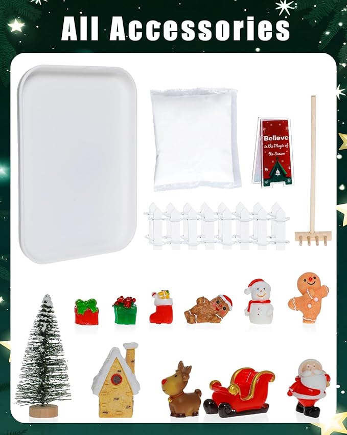 Christmas Zen Garden Kit with Inspirational Sign Christmas Decoration Trays Mini Zen Sand Garden Home Office Desk Decor Stress Relief Gift Includes All Accessories